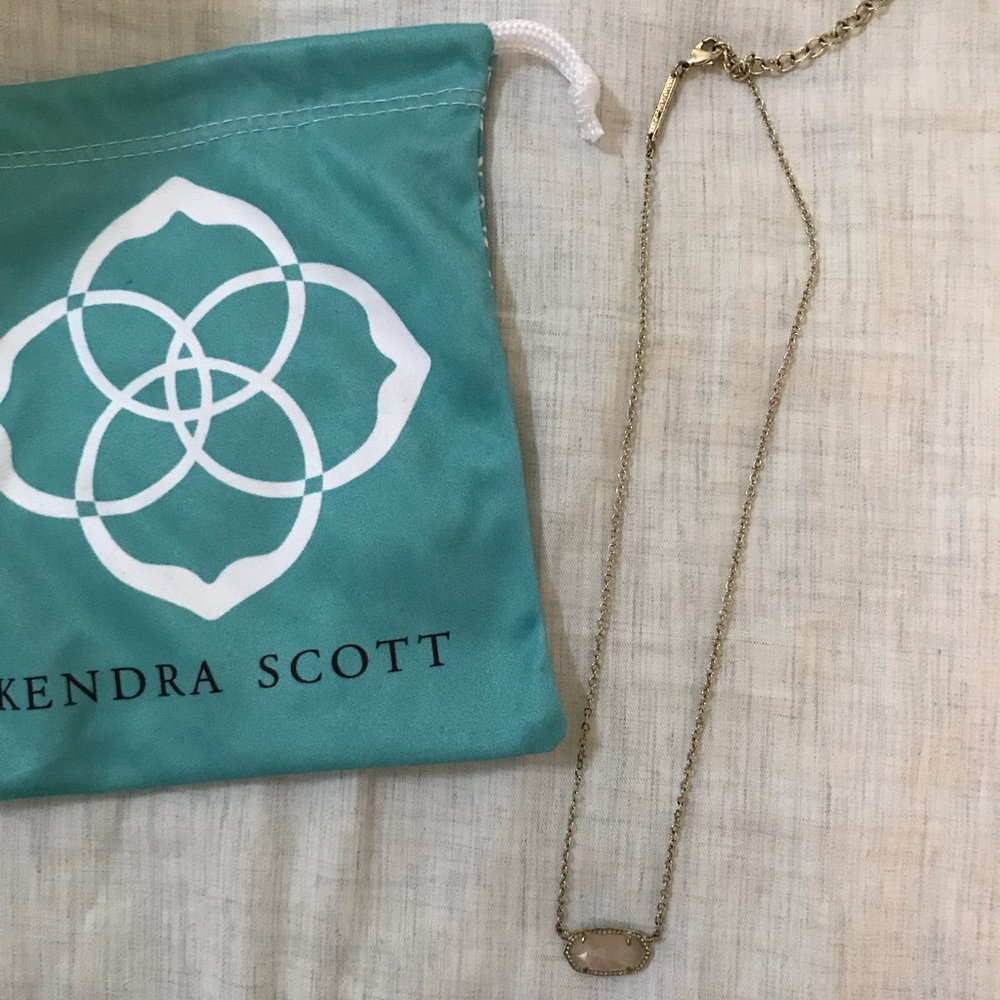 Kendra Scott Rose Quartz Elisa Necklace in Gold